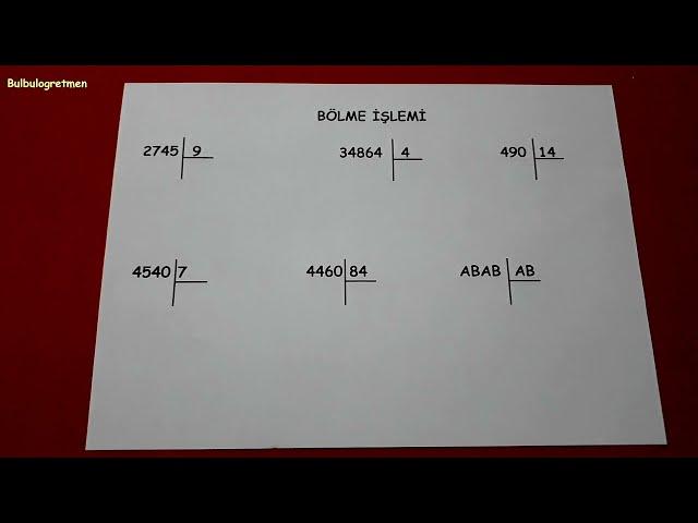 4.sınıf bölme işlemi  @Bulbulogretmen  #4sınıf #bölme #matematik #keşfet