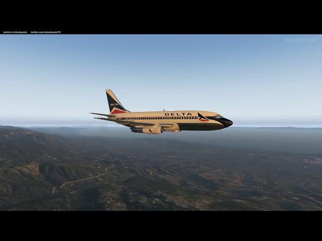 FlyJSim 732 TwinJet V3 Pro into KSBA outside view