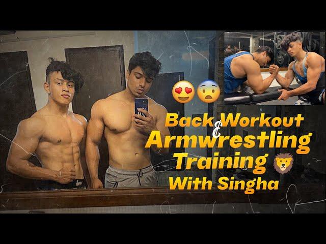 //BACK AND ARMWRESTLING WORKOUT WITH SINGHA!(FIT MINDS)// @FitMindsvlogs