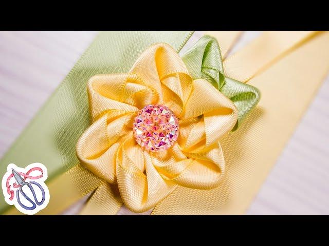 Simple Flower from Satin Ribbon / Kanzashi / video tutorial / DIY