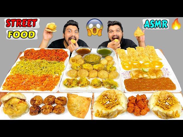 ASMR MUKBANG INDIAN STREET FOOD | EATING PANI PURI, PAV BHAJI, CHOWMEIN,MOMOS, SAMOSA,VADAPAV,DABELI