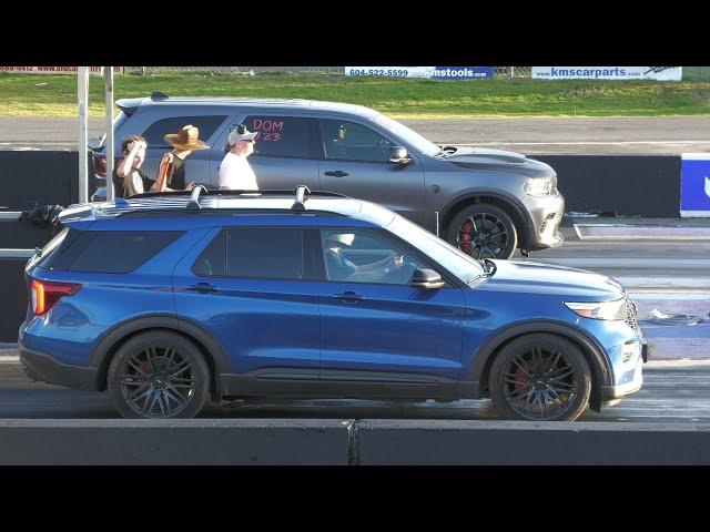 Durango Hellcat losing to Ford Explorer ST ?! - drag racing