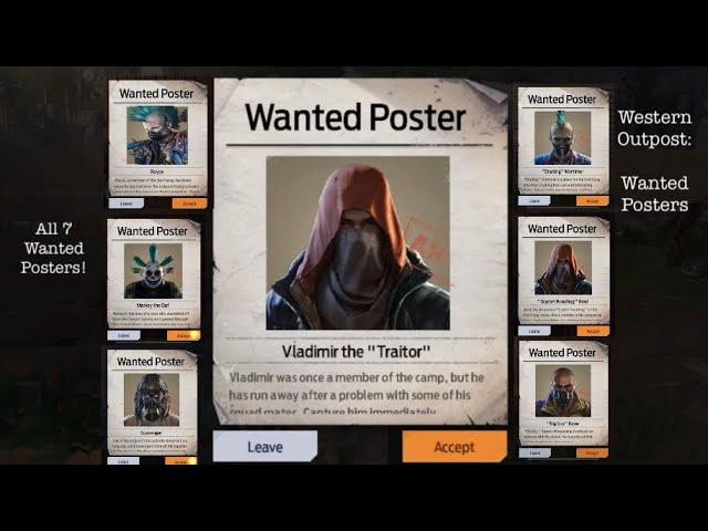 Undawn: Wanted Posters: Western Outpost (All 7!) Fast Silver!