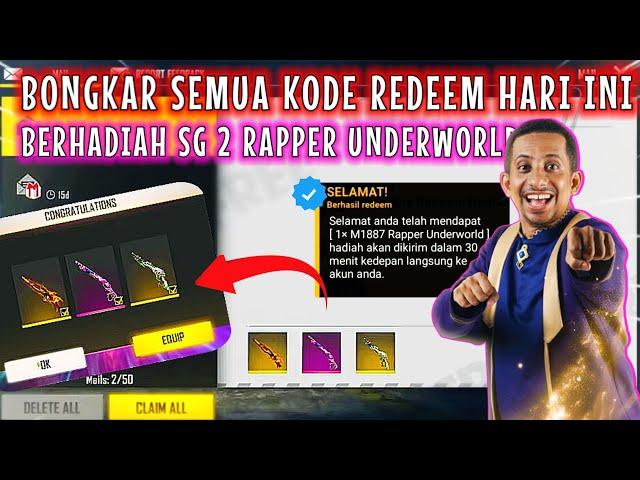 KODE REDEEM FF HARI INI 2024 BERHADIAH SG 2 RAPPER UNDERWORLD! KODE REDEEM TOKEN SG BUNNY, MAZMAZING