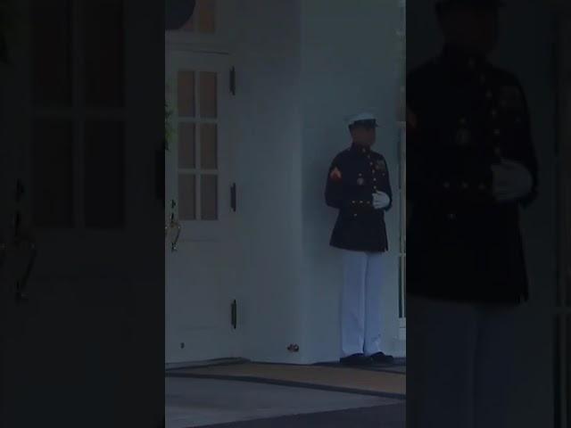 Lightning strikes outside White House while Marine stands guard 