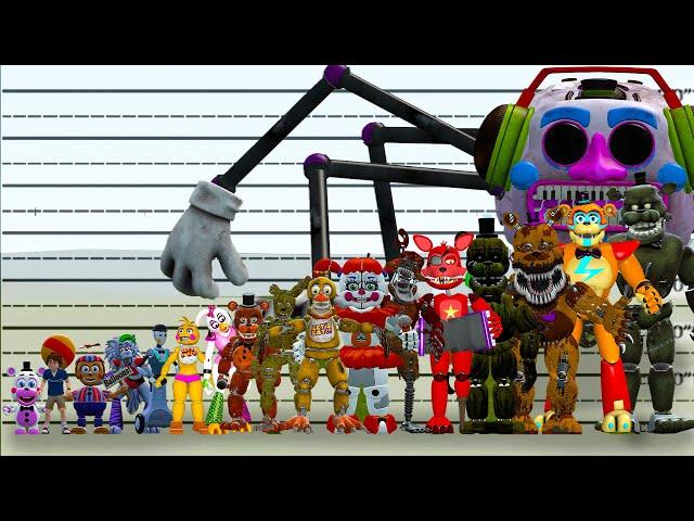 ALL FNAF 1-9 SECURITY BREACH ANIMATRONICS SIZE COMPARISON in Garry's Mod! (Five Nights at Freddy's)