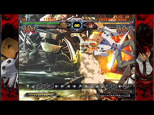 Guilty Gear XXAC+R - Faust drill cancel