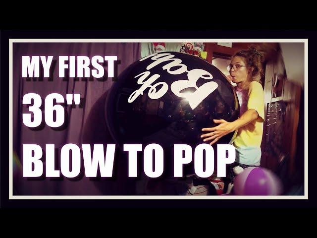 Extremely LOUD BIG BALLOON B2P 36" Qualatex Looner BLOW TO POP While Chewing BUBBLEGUM
