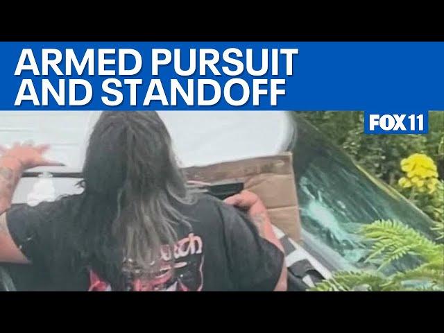 Woodland Hills standoff: Armed woman in custody after pursuit  | FOX 11 LA