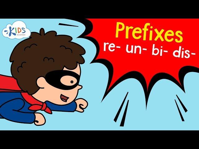 Prefixes "re", "un", "bi", "dis" | English Grammar for 2nd Grade | ELA lessons | Kids Academy