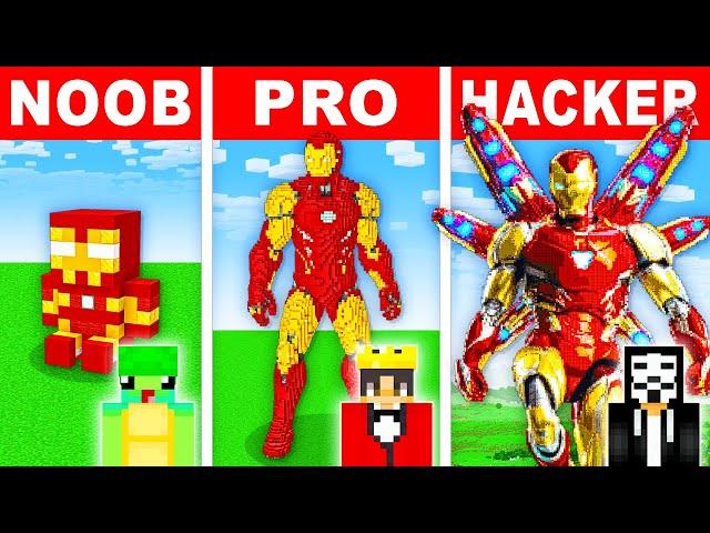 NOOB vs PRO: IRON MAN BASE Build Challenge in Minecraft!