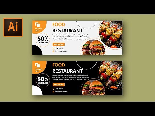 Food Restaurant Web Banner Design Tutorial | Adobe Illustrator CC | Designers Joint