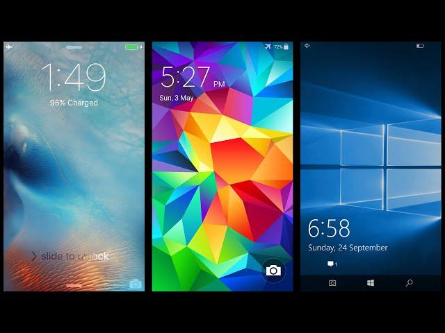 iOS 9 vs Android 5 (TouchWiz) vs Windows 10 Mobile!