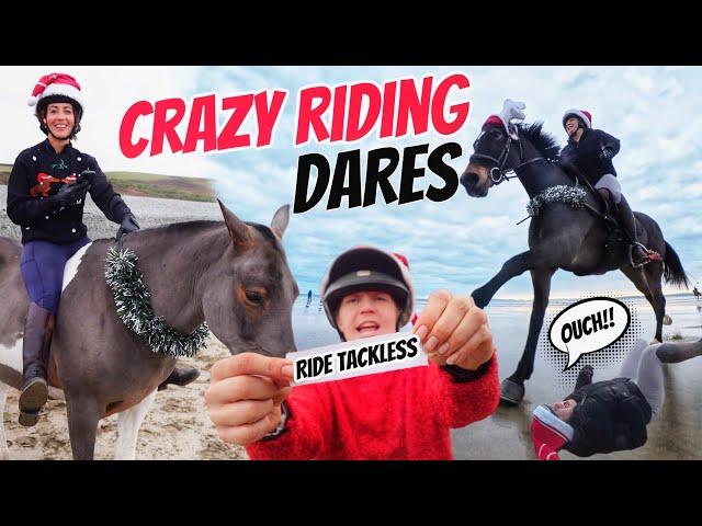 CRAZY RIDING DARES | Jumping Horses on the Beach!! Tackless, No Hands…