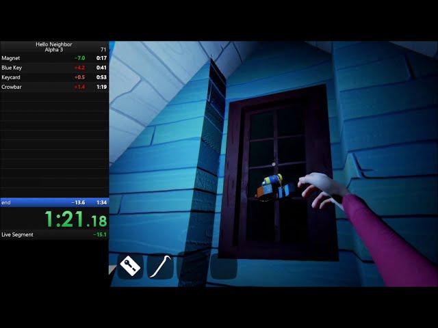 Hello neighbor alpha 3 SPEEDRUN 1 min 34 SEK! (6 Seconds behind world record)