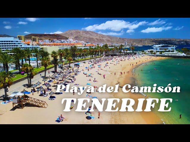 El Camison Beach. The second most beautiful beach in Tenerife. Spectacular aerial view 4K