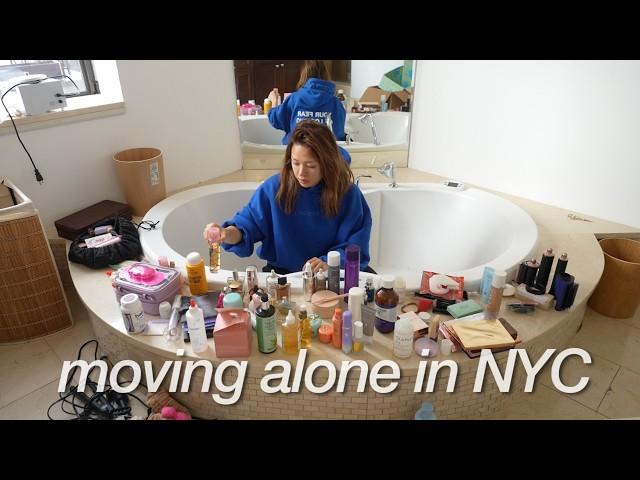 organizing + cleaning my new bathroom | MOVING ALONE IN NYC ep.5