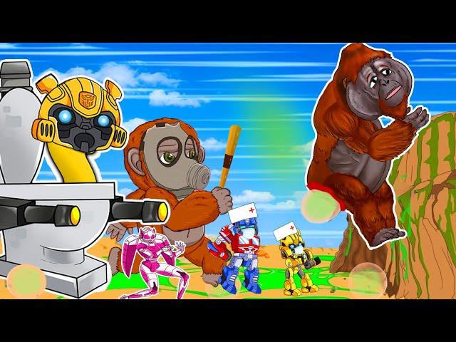 TRANSFORMERS FUNNY VIDEOS: Rescue Maurice (Rise of the Planet) - Bumblebee, Optimus, Kong Cartoon