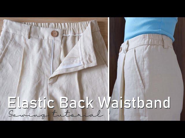 How To Sew Half Elastic Waistband | Elastic Back Trousers Sewing Tutorial