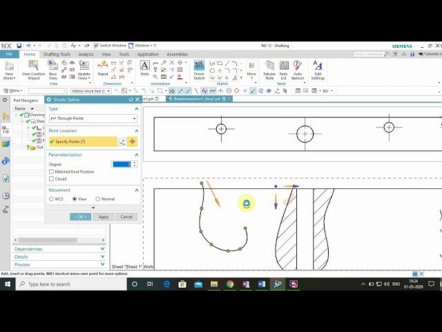 How to give Break out section in UG NX12 drafting