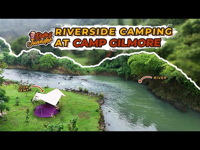 RELAXING CAMPING IN THE RAIN | Riverside Camping | Motorcycle Camping | Nature ASMR | Camp Gilmore