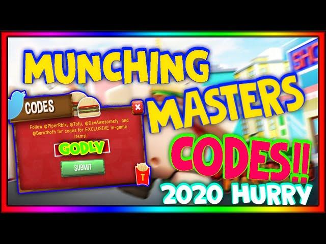 MUNCHING MASTERS ALL NEW CODES - 2020 ROBLOX