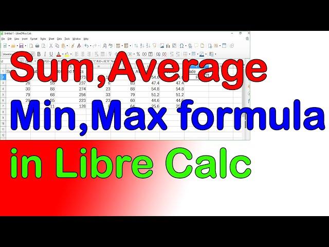 How to use sum min max and average and percent formula in libre calc in hindi and english