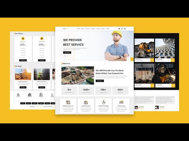 How To Make A Responsive Construction Website Design [ HTML / CSS / SASS / JavaScript ] From Scratch