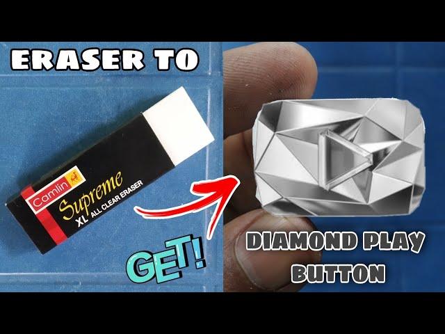 How to make YouTube diamond play button using a eraser ||ayanmazidcraft