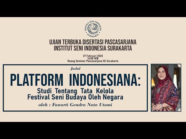 Live🟥Ujian Terbuka Disertasi Fawarti Gendra Nata Utami ˚˖° Pascasarjana ISI Surakarta