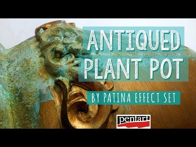 Antikolt kaspó patina effekt szettel // Antiqued plant pot by Patina Effect set