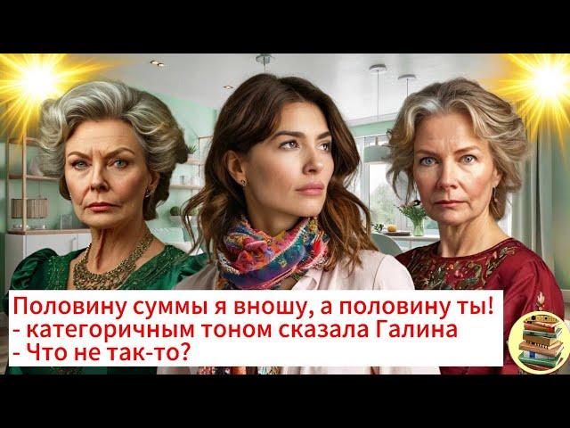 Половину суммы я вношу, а половину ты! - категоричным тоном сказала Галина - Что не так-то?