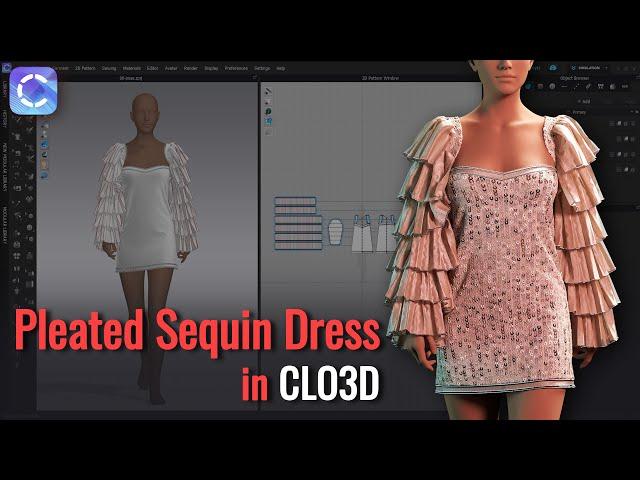 How to Make Pleated Sequin Dress in CLO3D