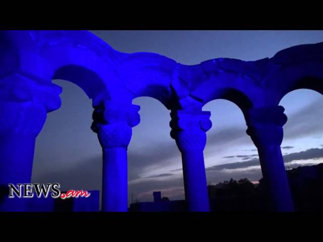 7th century Armenian “Zvartnots” cathedral lights up UN blue on 70th anniversary