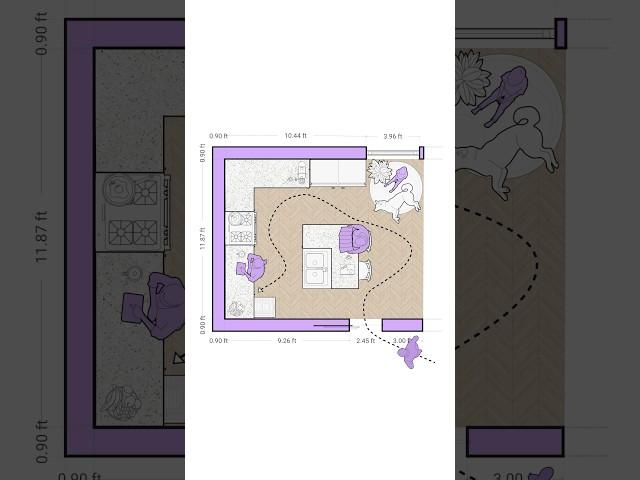 Kitchen Design | Motion Graphics | Architecture Floor Plan #interiordesign #homedesign #architect