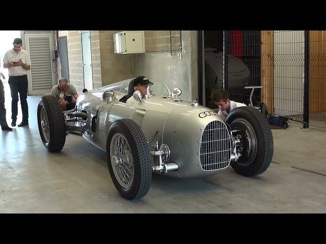 Auto Union Grand Prix racing car Type C, 1936 V16 Start up and Revs