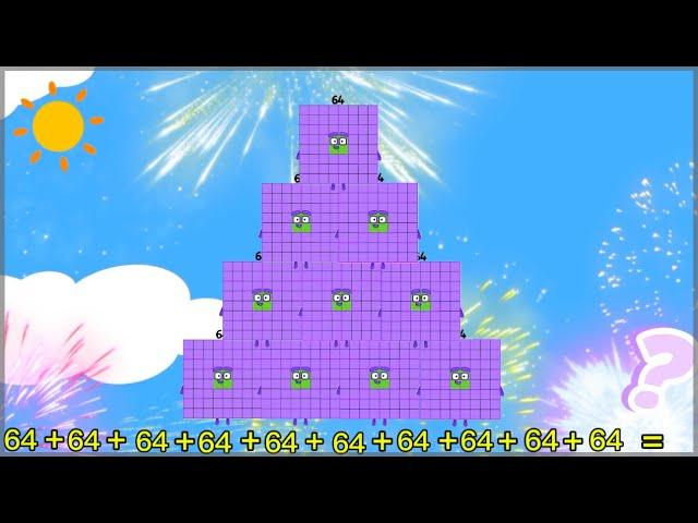 ADD NUMBERBLOCKS TEN SAME SQUARE NUMBERS | REPEATED ADDITION | LEARN TO COUNT | hello George