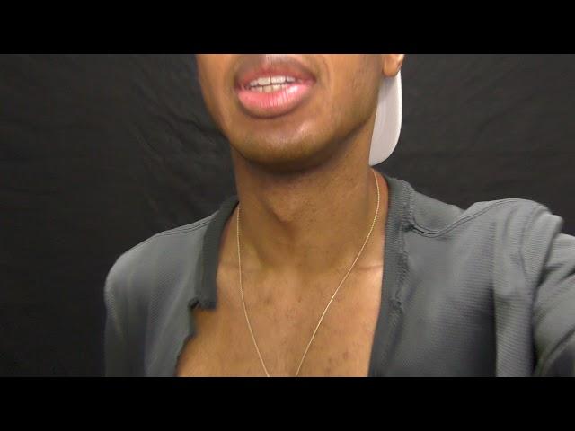 guy adam's apple neck swallowing & ripped shirt muscle abs flexing  for fun shirtless chest video