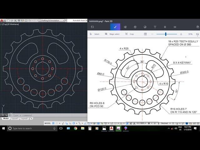 AutocAD 2D Practice Drawing / Exercise 1 / Basic & Advance Tutorial