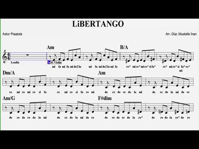 LİBERTANGO--Am--(Play Along)--:Guitar,Violin,Accordeon,Keyboard,Flute,Oboe,Melodica,Ukulele,Recorder