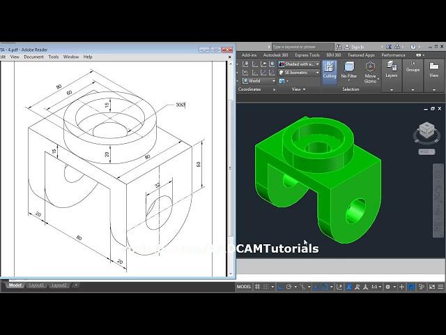 AutoCAD 3D Practice Mechanical Drawing using Box & Cylinder Command | AutoCAD 3D Modeling Mechanical