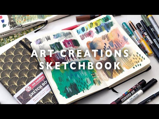 How I Use Mixed Media in the Royal Talens Art Creations Sketchbook – test materials & paint with me!