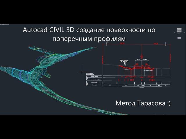 Autocad Civil 3D создание поверхности ЦММ или ЦМР по поперечникам. Метод Тарасова.