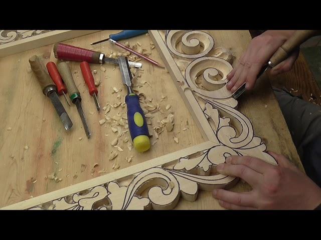 carved frame under the mirror the first part, wood carving