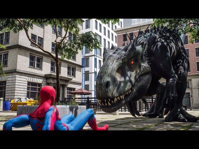 Indominus Rex Attacks Spiderman (RTX ON) Remaster | Dazzling Divine