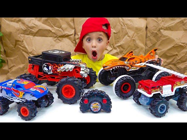 Vlad và Niki vui chơi với đồ chơi mới Hot Wheels Monster Truck RC