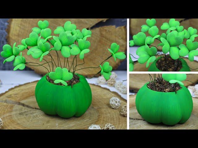 DIY Foamiran clover from gypsum pumpkin | Eva-Konfetti