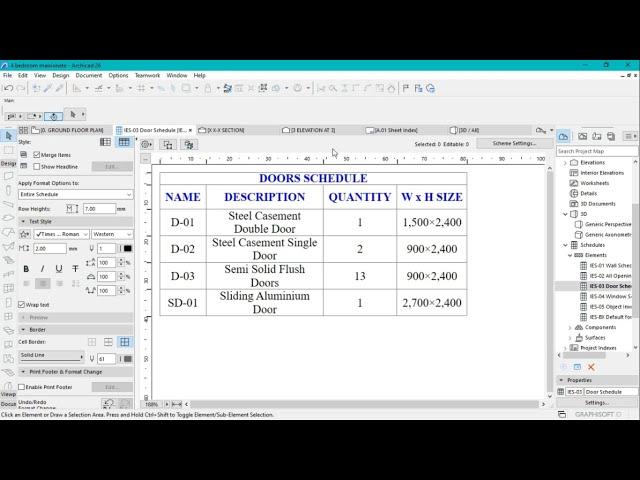 creating windows and doors schedules in archicad