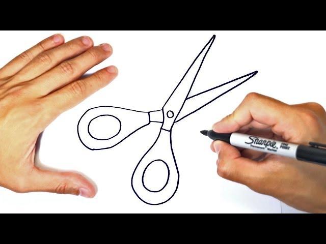 How to draw a Scissors for kids | Scissors Easy Draw Tutorial