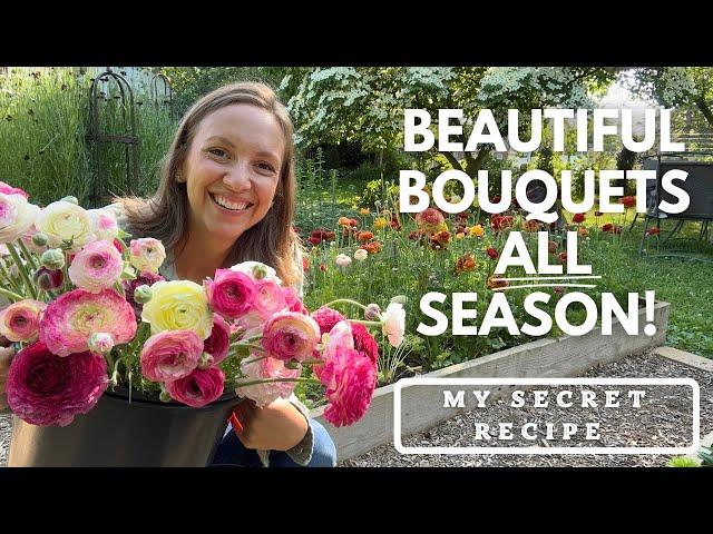 Seasonal Bouquet Recipes to make Succession Planting EASY! Growing Cut Flowers for Profit